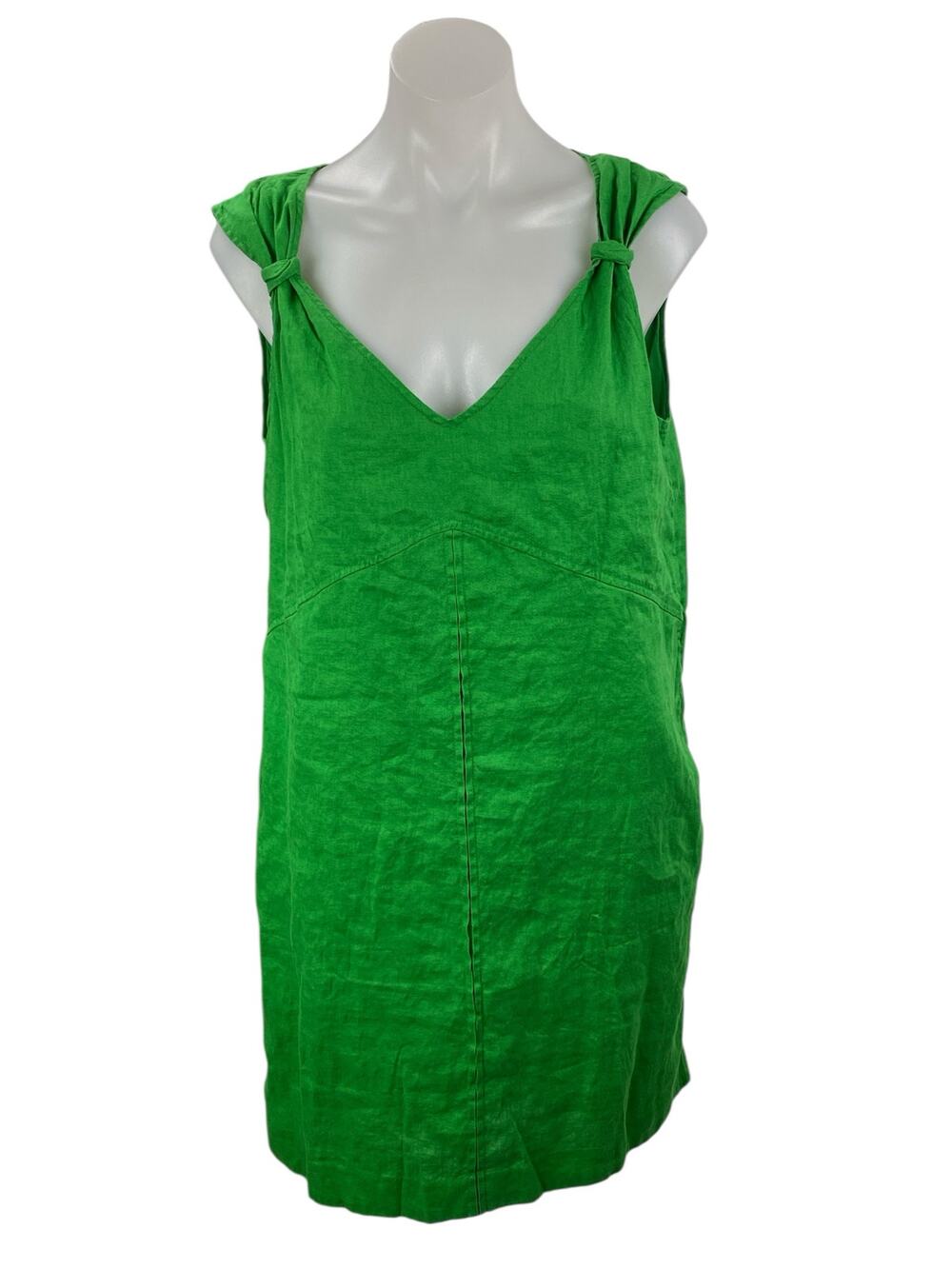 Pedro Del Hierro Women's Green Sleeveless V Neck Tank Mini Shift Dress Size 6